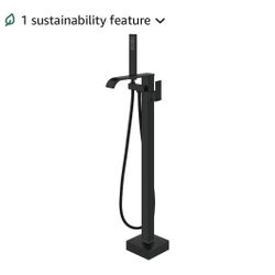 Aolemi Freestanding Bathtub Faucet Floor Mount Tub Filler with Handheld Spray Single Handle Free Standing Bathroom Faucets Swivel Curved Waterfall Spo