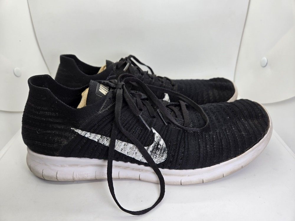 Nike Free RN Flyknit Shoes Mens 13 Black White Running Athletic Minimal Sneakers