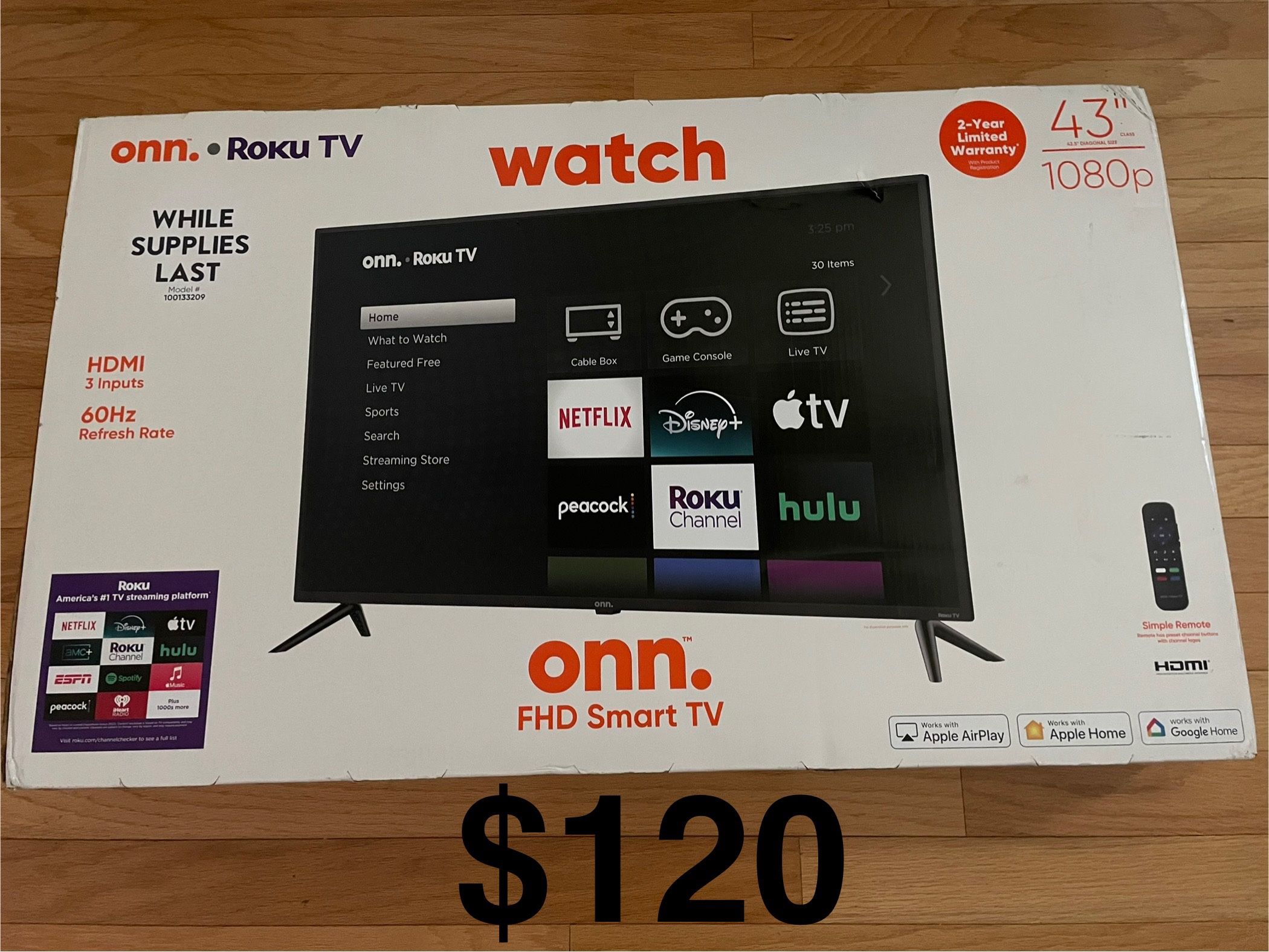 Onn Smart TV 43 Inch Roku 1080P Brand New Sealed In Box. PRICE IS FIRM. CASH ONLY. NO TRADES. For pickup in Carrollwood