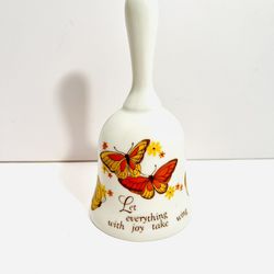 Butterfly Bell With Butterflies “Let everything with Joy take Wing” Porcelain