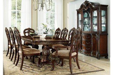 Traditionally Aesthetic,Cherry Finish Large Dining Table/Set w/Double Pedestal
