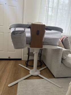 HALO BassiNest Luxe Swivel Baby Sleeper, Bedside Bassinet with 360° Rotation, Dove Grey Tweed