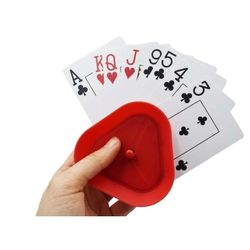 Playing Card Game Holder - Triangle Shaped Hands-Free Poker Holder Tray, 4 Colors, Set of 4

