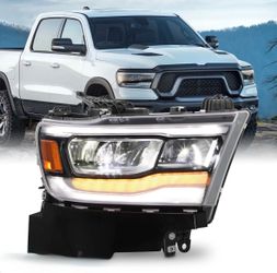 2019-2023 Ram 1500 Chrome Bezel [FULL LED] Headlight Passenger w/ DRL Signal