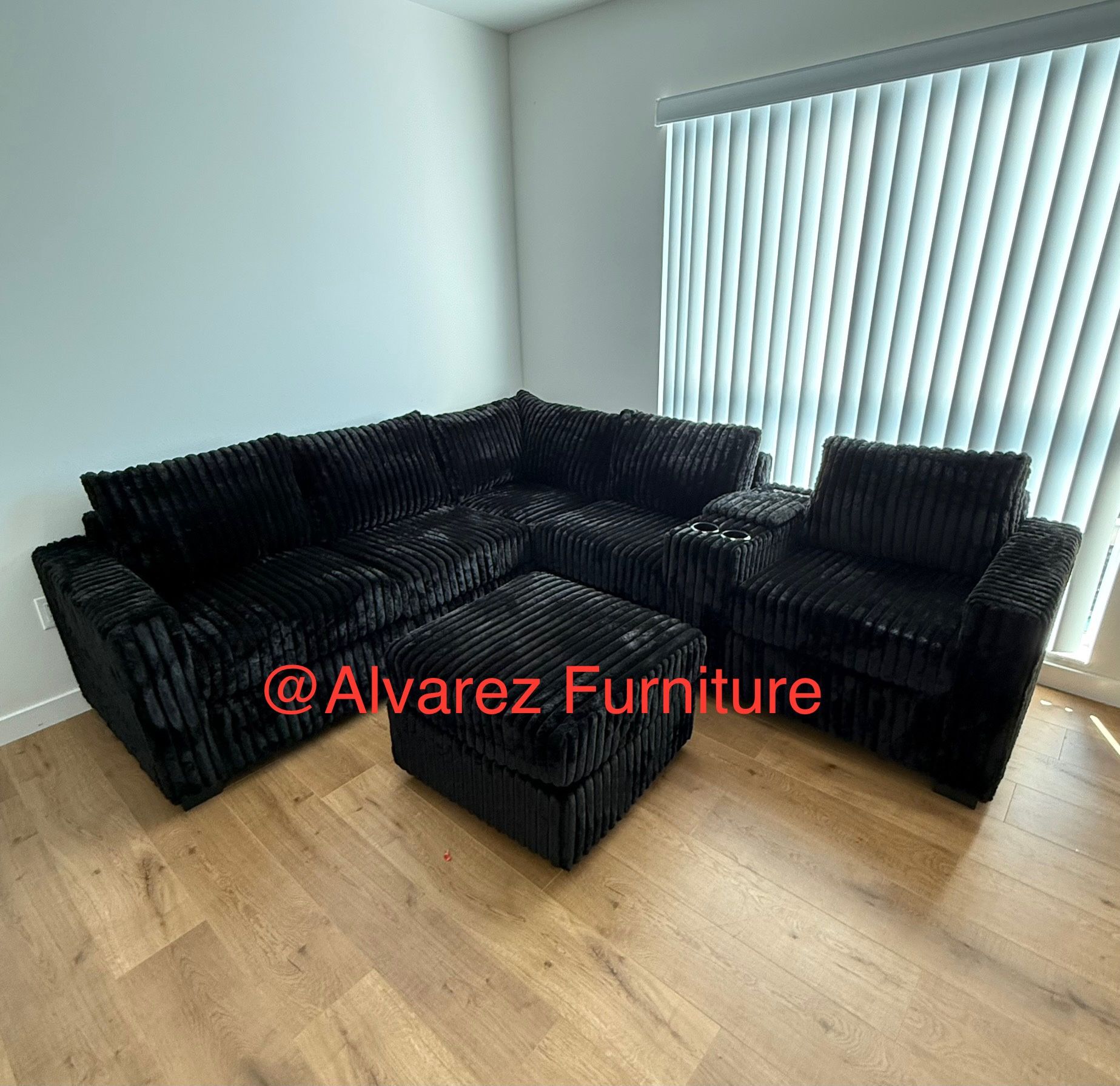 Corduroy Sectional Sofa With Ottoman