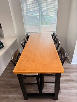 Hand made wood table with 6 chairs
