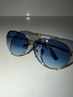 Porsche Design Gold Frame Sunglasses with Blue Gradient Lenses