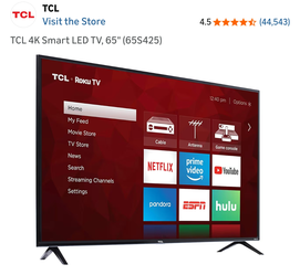 TCL 4K Smart LED TV, 65" (65S425)