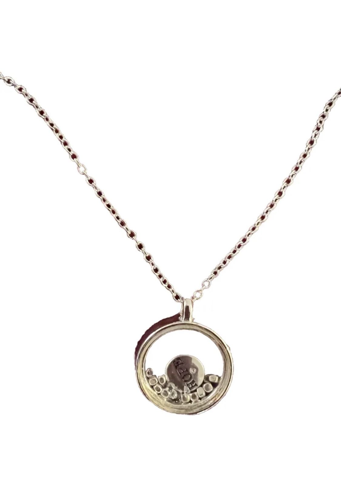 AVON “Many Blessings” quote Necklace with floating HOPE charm and tiny rhinestones.