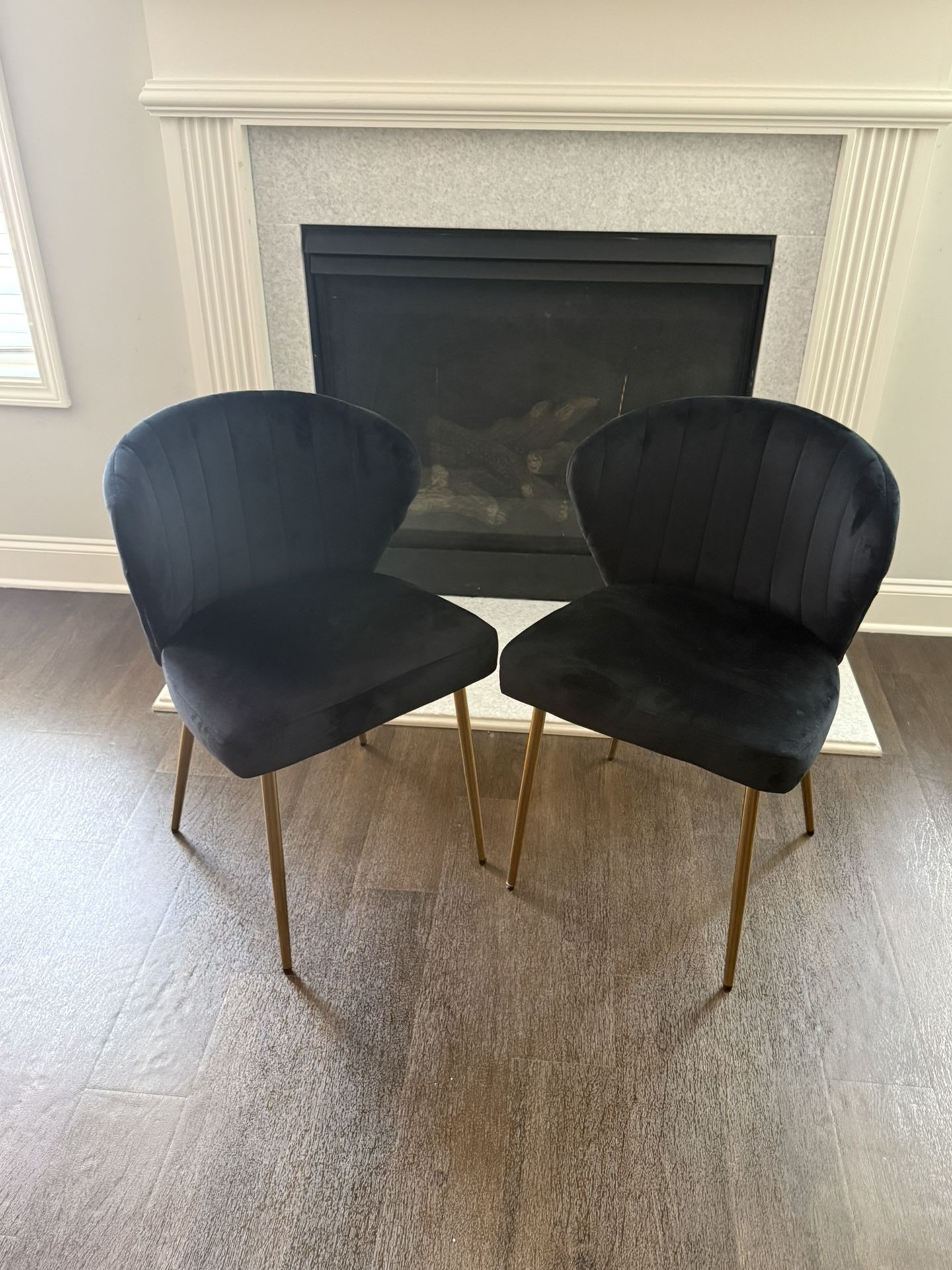 2 Black Velvet Dining Chairs 