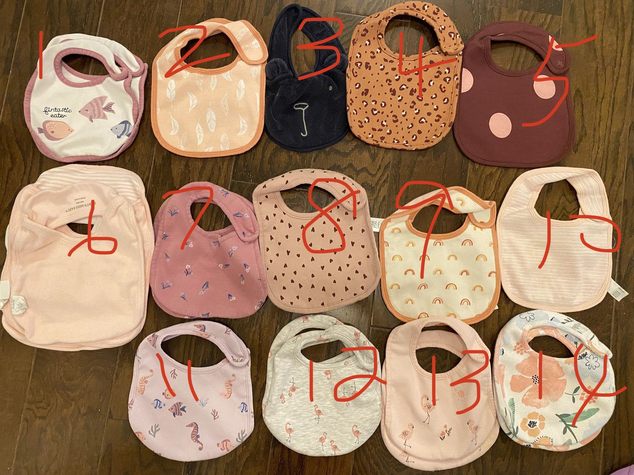 Bibs( All 14 Are $10, Each One $1, Buying Cloth, One Bib Free) 
