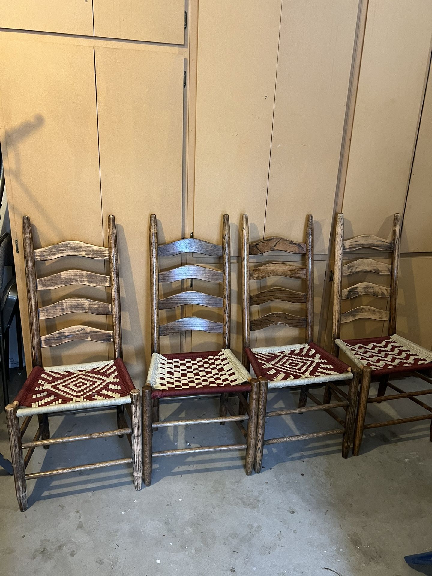 Set Of Four Rustic Antique Chairs