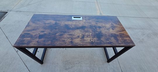Industrial Wood Desk with Cable Management