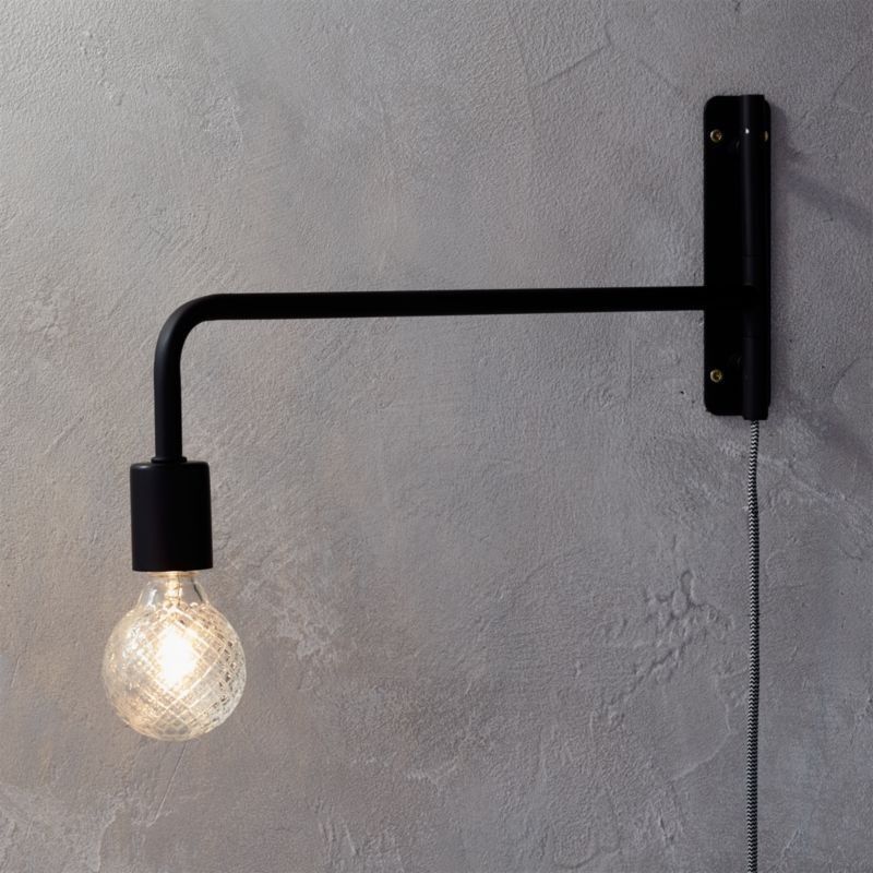CB2 Swing Arm Black Modern Wall Sconce Set of 2