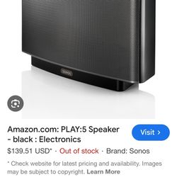 Sonos Play: 5  Wireless Smart Speaker. Uses Sonos1 App. 2 Speakers+Model Bridge
