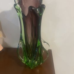 Vintage Murano Stretch Glass Vase 