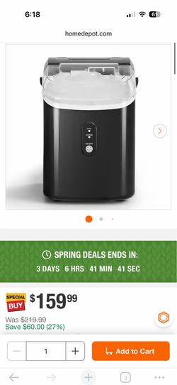 Portable Nugget Ice Maker with Handle and Soft Chewable Ice in Black