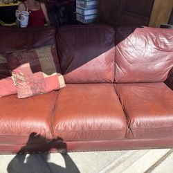 Real Leather Couch And Love Seat 