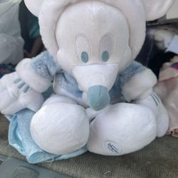 Disney Store Exclusive - Mickey Mouse Snowball Soft Plush 17" Blue White Winter