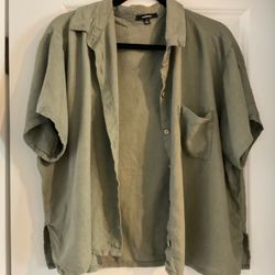 Ambiance Sage Green Linen Top Size 1X
