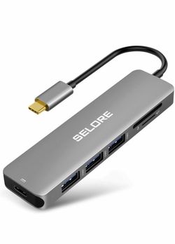 USB C Adapter for MacBook Pro Air, USB C to SD/TC Card Reader with 3 USB 3.0,100W PD Port
