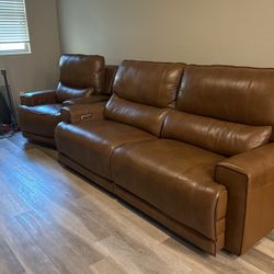 New Italian Leather Sofa And Recliner 