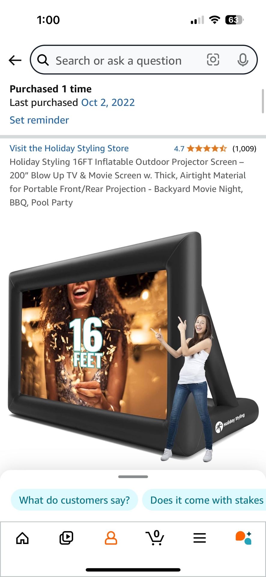 Projector, 16 Foot Inflatable Screen, Speakers