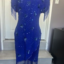 Stenay Blue Dress, Fringed, Sequined Very Elegant.