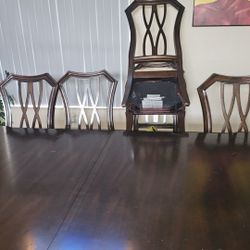 Dark Walnut Expandable Dining Table & Chairs
