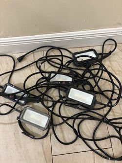 LED Work Flood Lights with Cord Set of 5