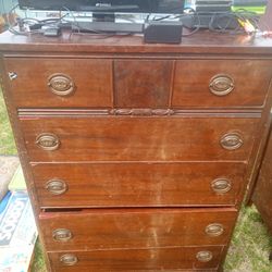 Antique Chest , Vanity With Mirror, Night Stand