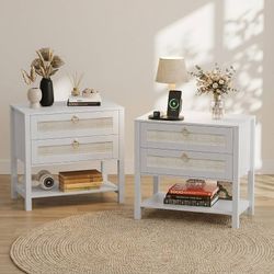 ANYMAPLE Nightstand Set of 2, White