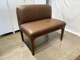 NEW! ARTICLE Rosin 34″ Leather Armless Banquette in Smoked Oak and Lucia Brown Leather