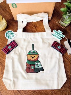 NEW Authentic Starbucks World Cup Soccer Bearista Tote- BUNDLE 🌏 ⚽️ 🐻