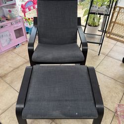 IKEA POÄNG Chair with Ottoman – Dark Gray – Priced to Sell