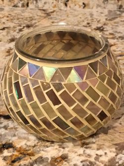 Sparkly big glass candle holder