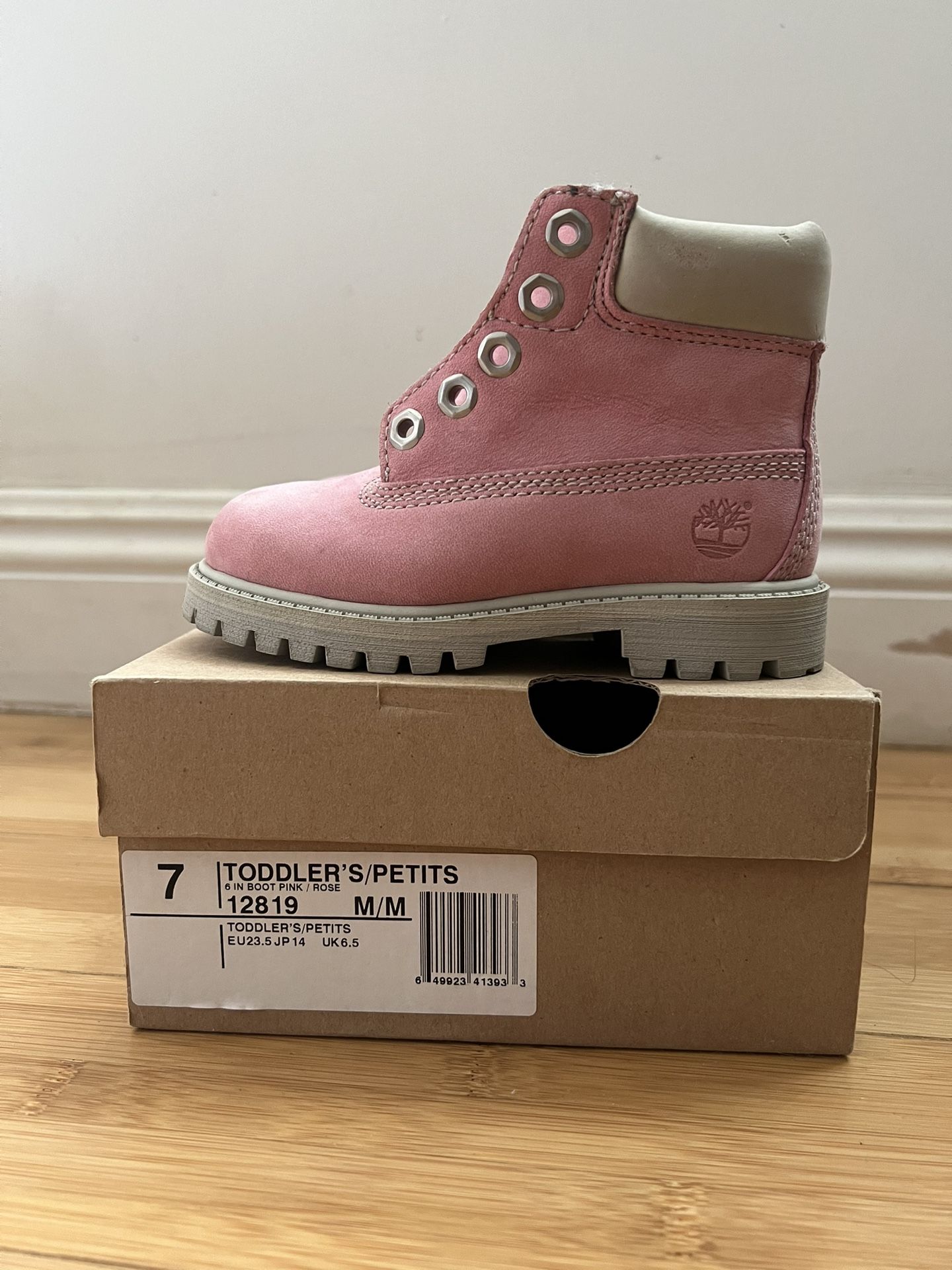 Toddler Pink Timberland 6 Inch Ankle Premium Size 7 Girls Walking Hiking Dress Boot
