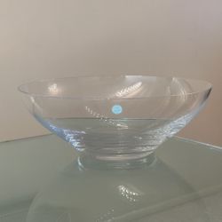 Like New Large 12” Tiffany & Co Crystal Glass Modern Salad Fruit Bowl Centerpiece