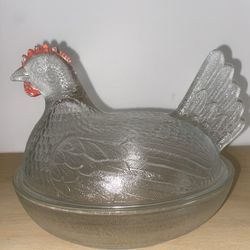 Vintage Indiana Glass Hen on a Nest