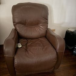 Power Lift Recliner – Luxury Brown Faux Leather – Good Condition