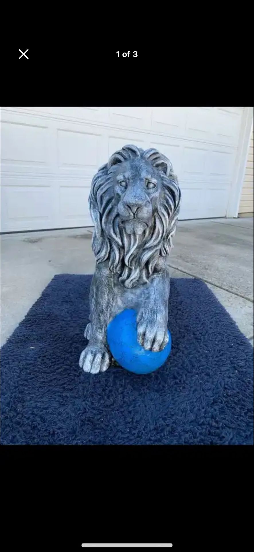 3 Foot Lion Guarding Ball Statue