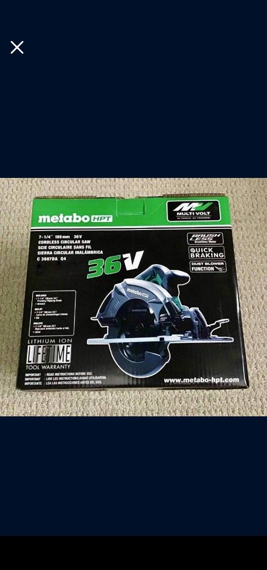 Metabo HPT MultiVolt 36 Volt 7-1/4-in Brushless Cordless Circular Saw