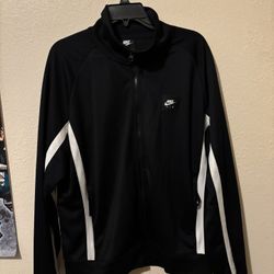 Nike Air Track Jacket Mens M Black Air Script Full Zip Light Weight Spell Out