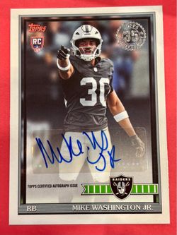 2026 Topps Mike Washington Jr RC Auto 1991 Rookie Autograph 91FRA-MW Raiders