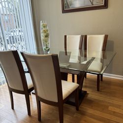 Brown Dining Set With 4 Chairs 