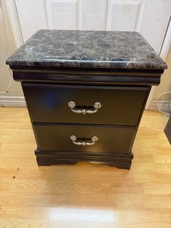 Nightstand with Marble Top and 2 Drawers