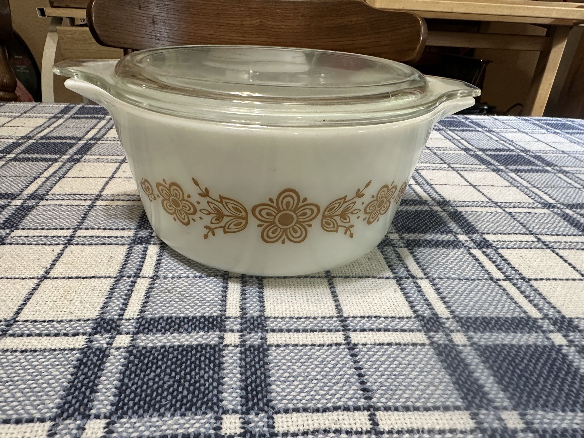 Vintage Pyrex # 474 Butterfly Gold Casserole Dish