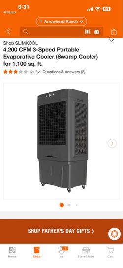Shop SLIMKOOL 4,200 CFM 3-Speed Portable Evaporative Cooler (Swamp Cooler) for 1,100 sq. ft.