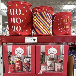Members Mark 3 Piece Holiday Bin Set 