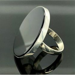 7 7.5 8 Handmade Ring Black Onyx Gem Solid 925 Sterling Silver Gemstone Fine Art  UNISEX Men Women Original Natural Statement